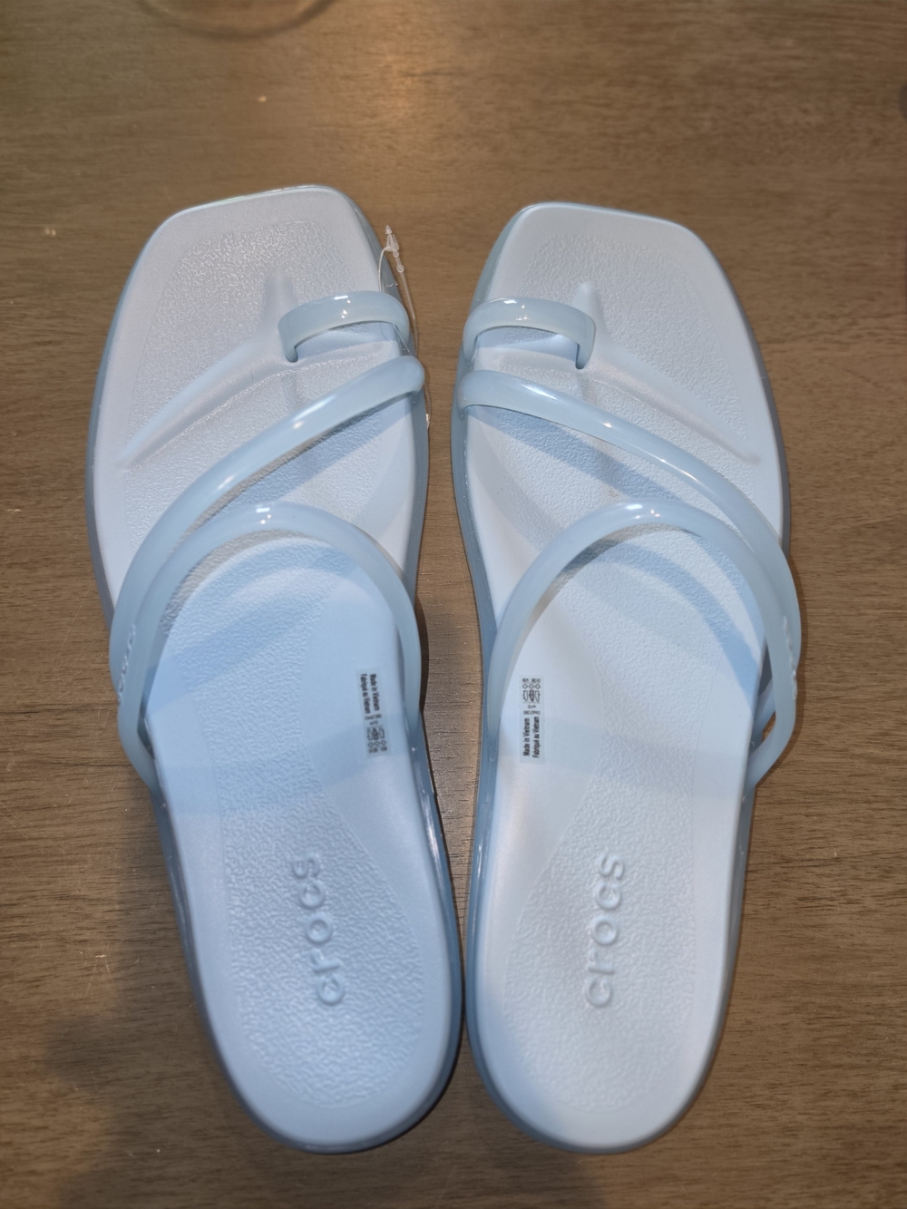 CROCS Women's Pale Blue Strappy Slide Sandals